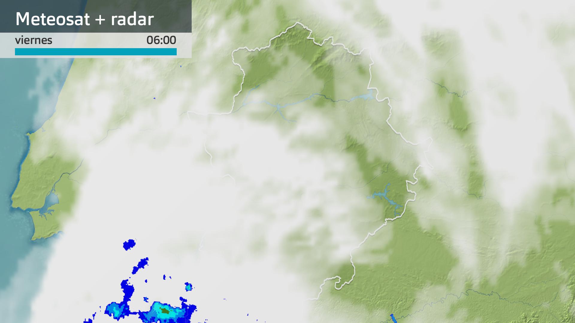 Imagen del Meteosat + radar meteorológico viernes 15 de noviembre 6 h.