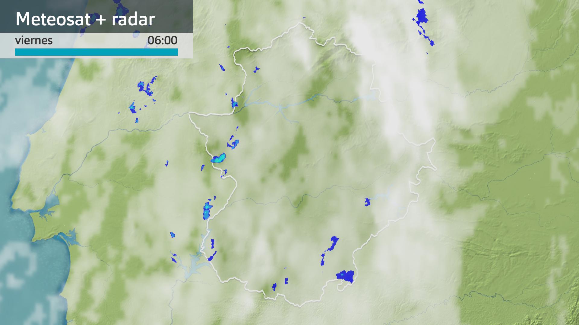 Imagen del Meteosat + radar meteorológico viernes 29 de noviembre 6 h.