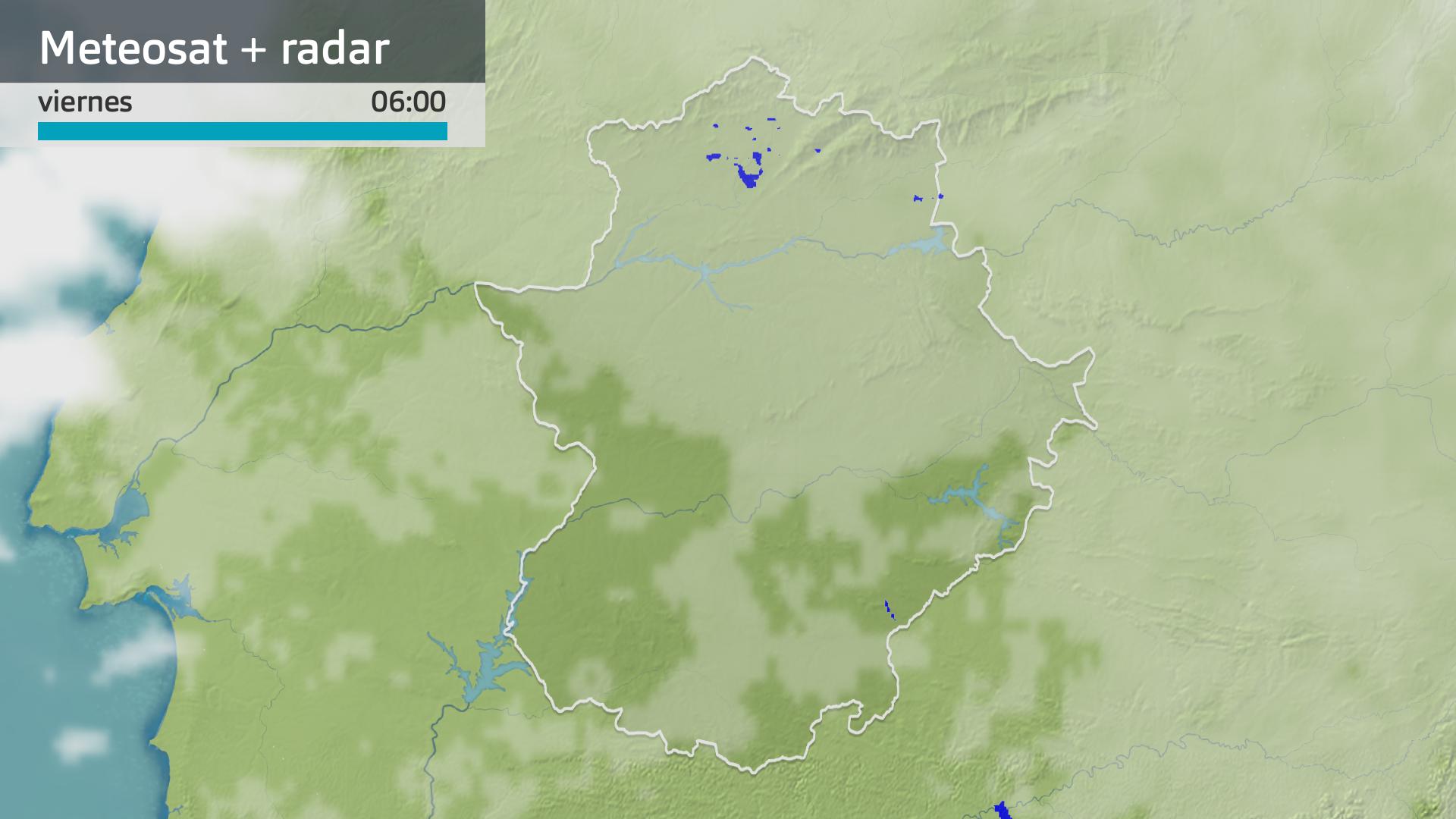 Imagen del Meteosat + radar meteorológico viernes 13 de diciembre 6 h.