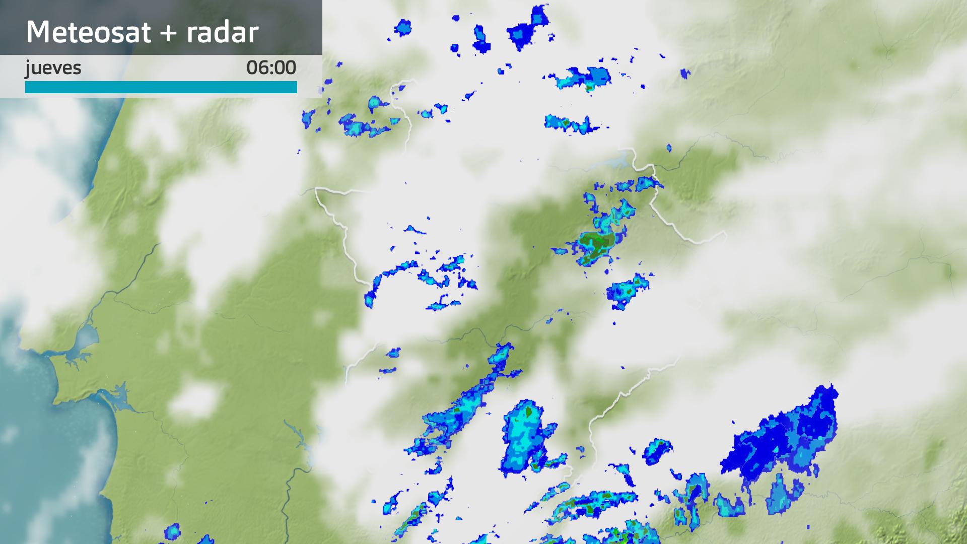 Imagen del Meteosat + radar meteorológico jueves 23 de enero 6 h.