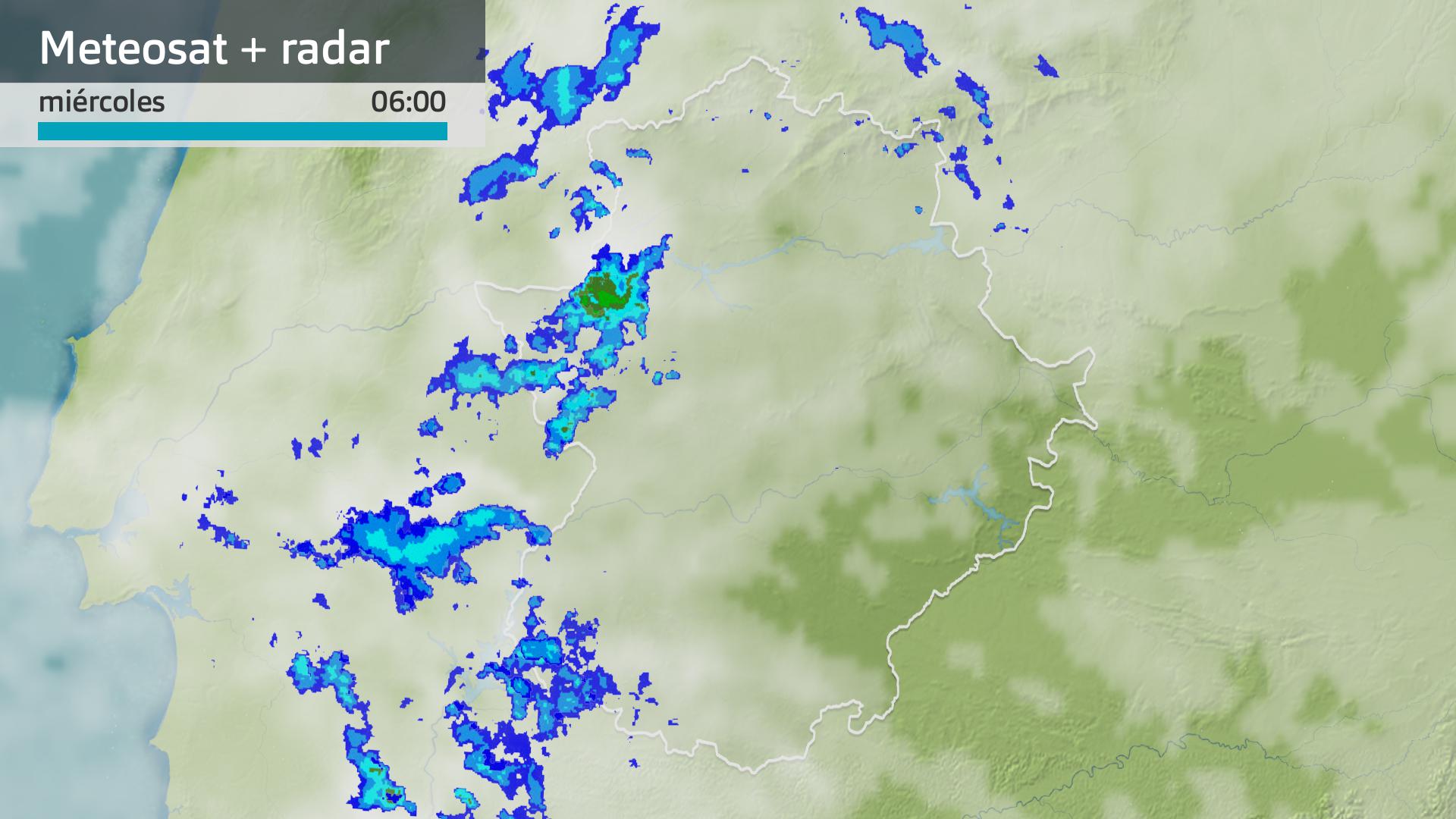 Imagen del Meteosat + radar meteorológico miércoles 5 de marzo 6 h.