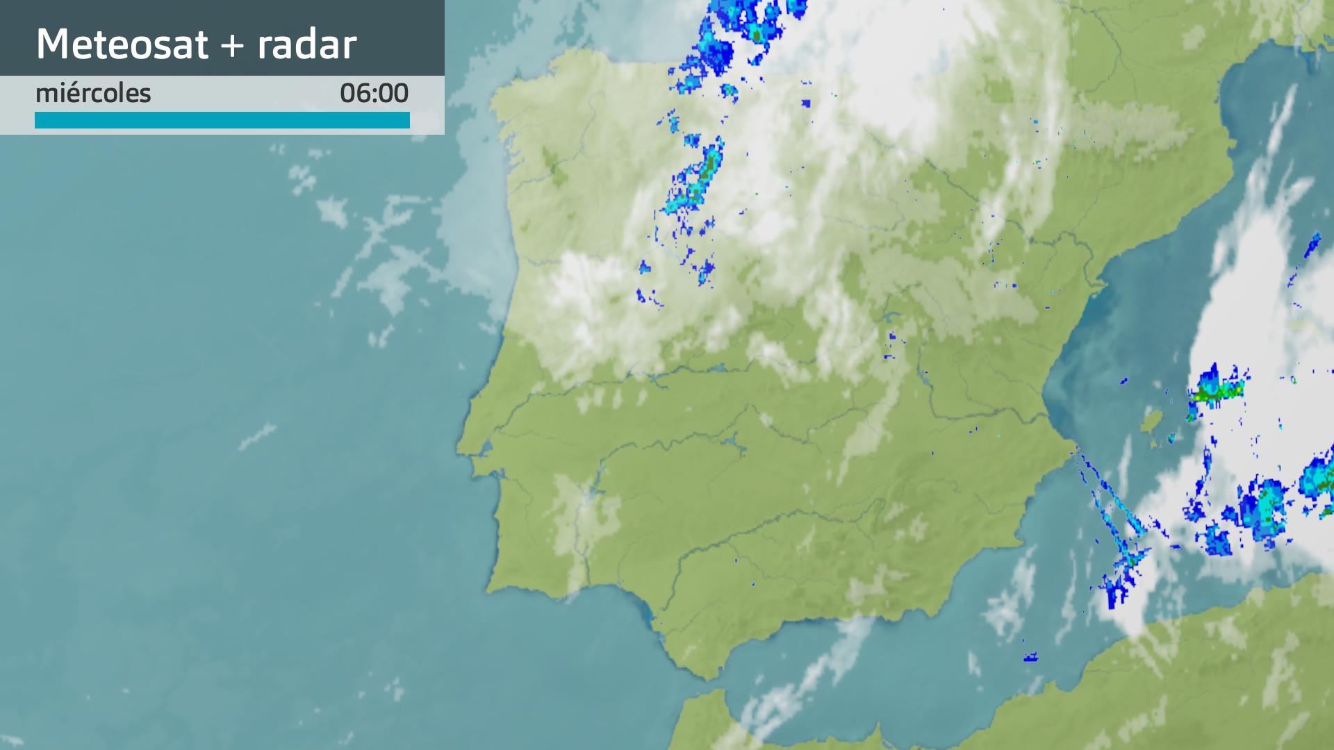 Imagen del Meteosat + radar meteorológico miércoles 10 de septiembre 6 h.