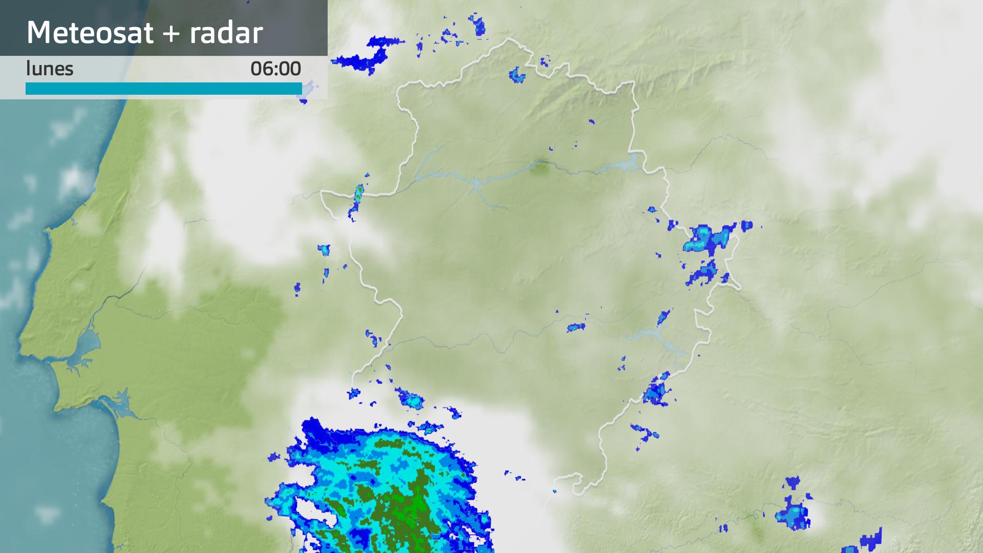 Imagen del Meteosat + radar meteorológico lunes 17 de noviembre 6 h.