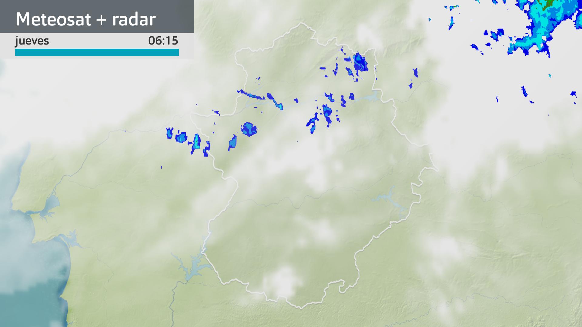 Imagen del Meteosat + radar meteorológico jueves 4 de diciembre 6:15 h.