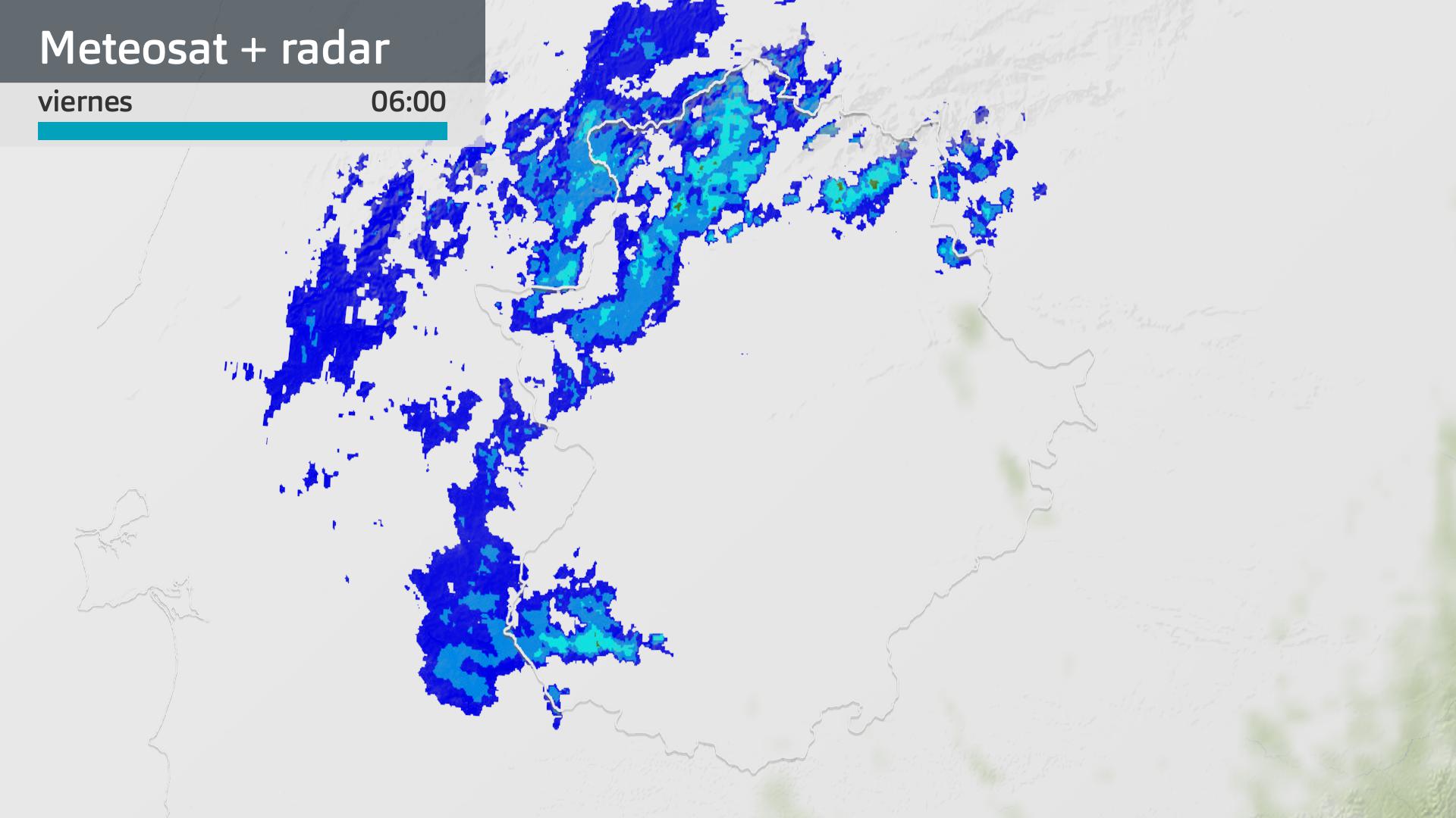 Imagen del Meteosat + radar meteorológico viernes 12 de diciembre 6 h.