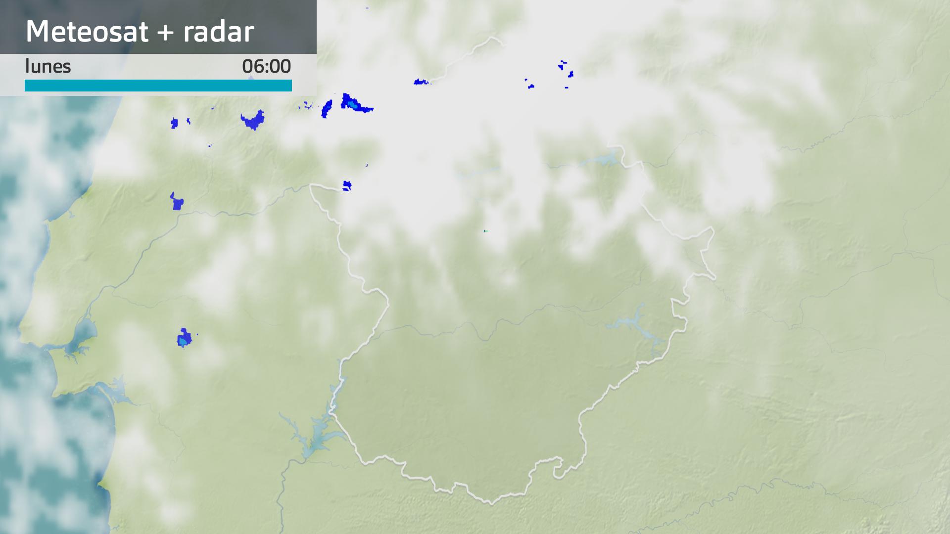 Imagen del Meteosat + radar meteorológico lunes 22 de diciembre 6 h.