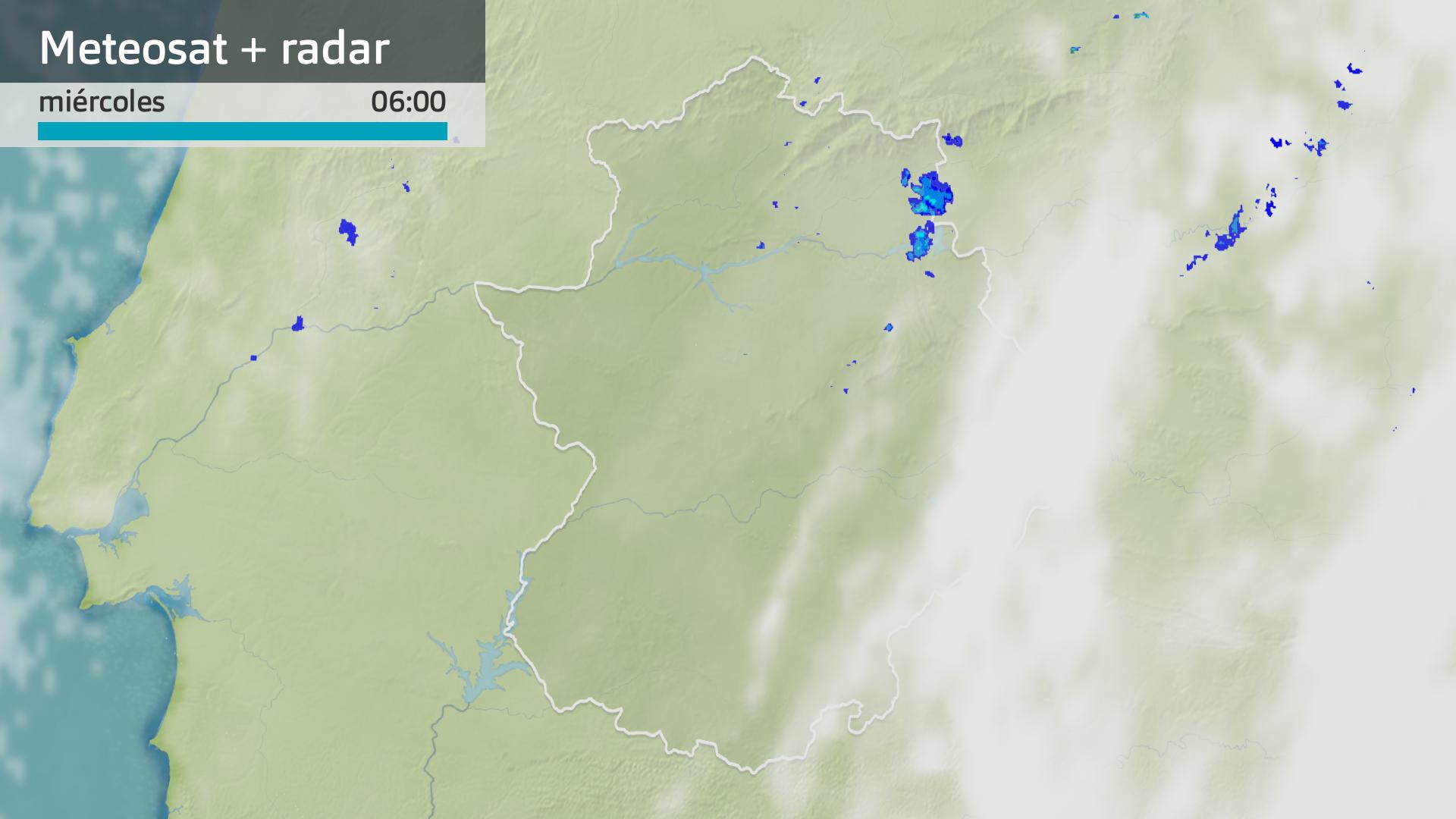 Imagen del Meteosat + radar meteorológico miércoles 14 de enero 6 h.