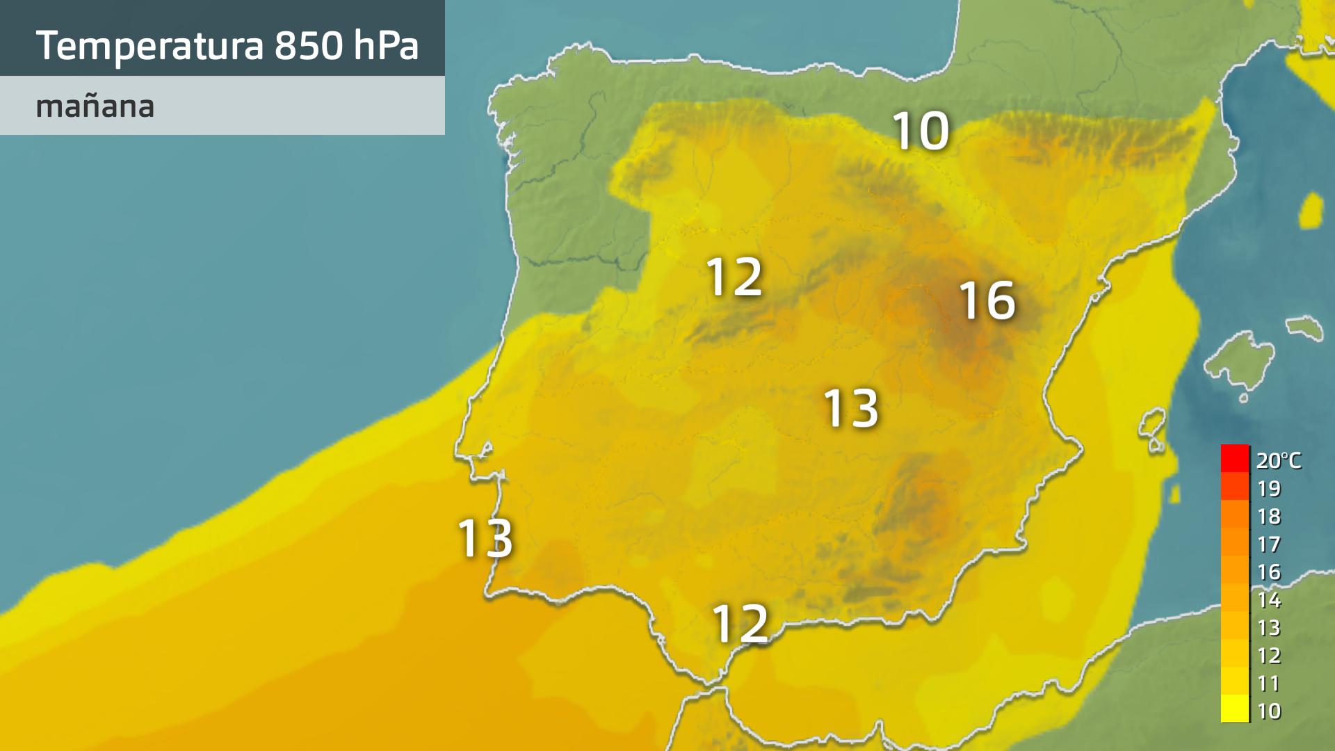 Temperatura a 850 hPa (1500 metros de altura)