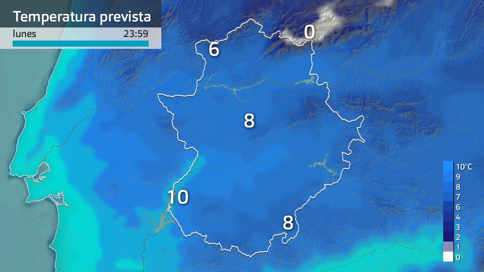 Temperatura prevista para esta próxima noche 23:59 h.