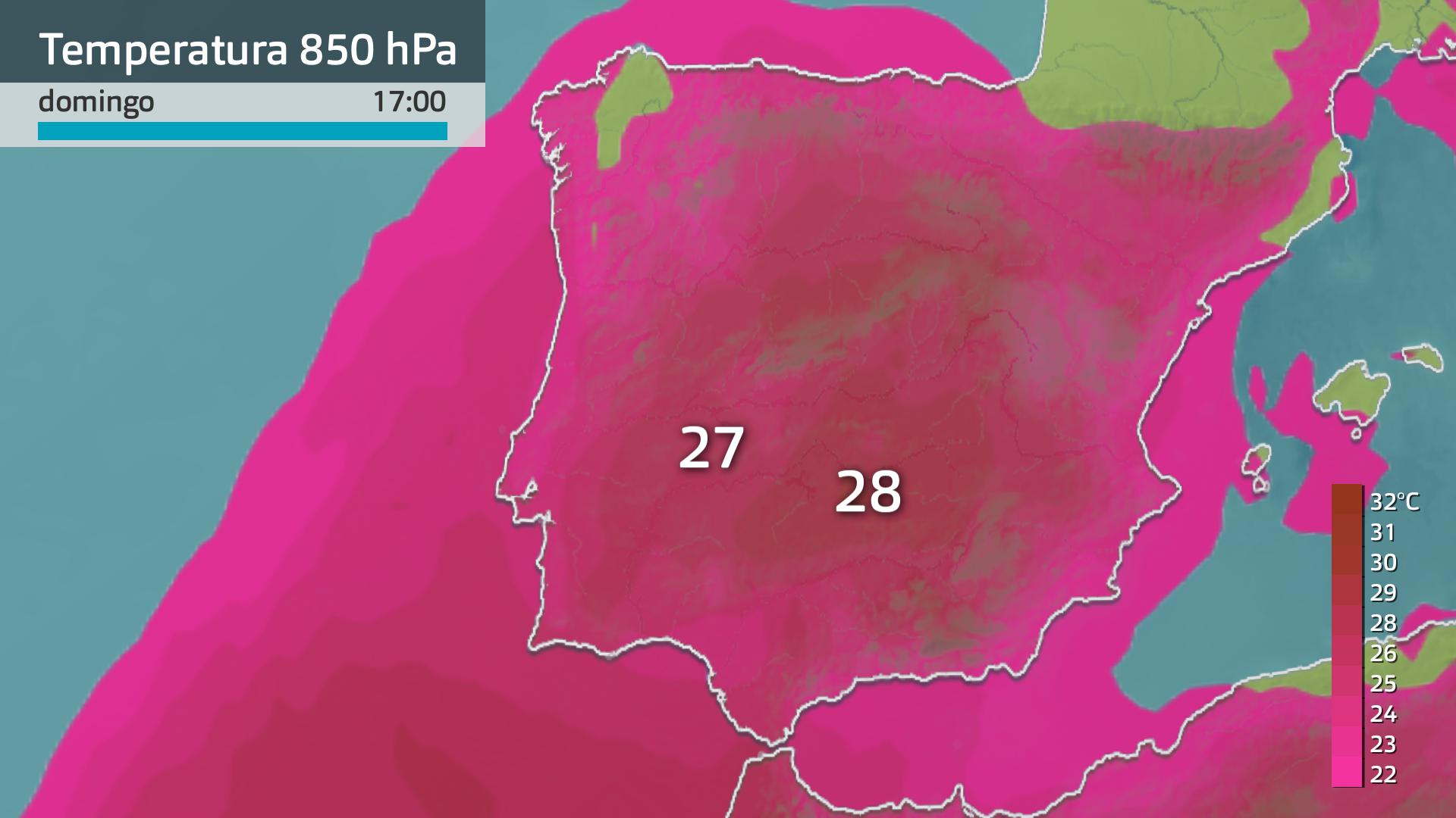 Temperatura a 850 hPa (1500 metros de altura)