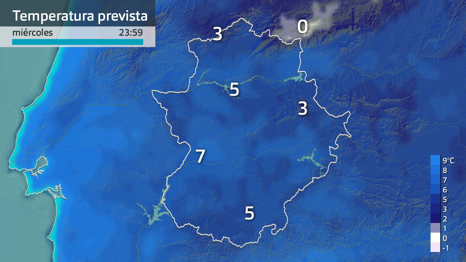 Temperatura mínima prevista para hoy miércoles 14 de enero