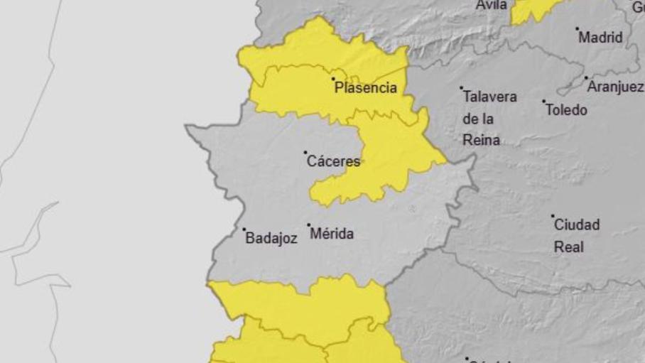 Aviso amarillo en varias zonas de Extremadura