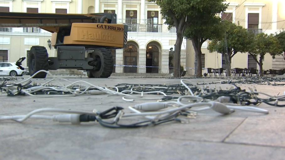 Incidente con las luces navideñas en Badajoz