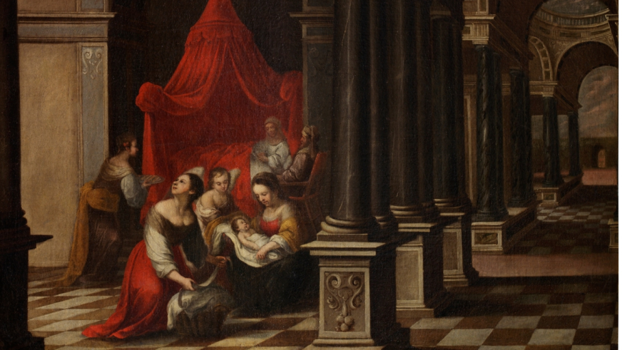 La Natividad de la Virgen, óleo sobre lienzo que ilustra los décimos de lotería