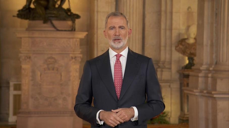 Felipe VI, rey de España, durante el mensaje de Navidad del año 2025