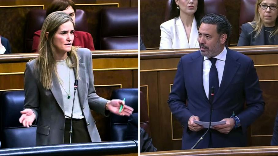 Sara Aagesen, ministra para la Transición Ecológica y el Reto Demográfico y Guillermo Mariscal, diputado y portavoz de Asuntos Energéticos del PP en el Congreso