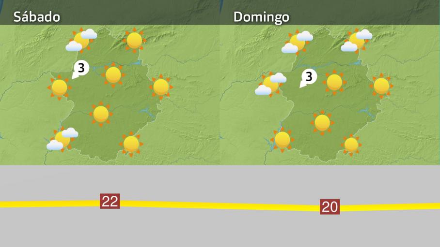 Mapa de previsión del sábado 28 y domingo 29 de marzo