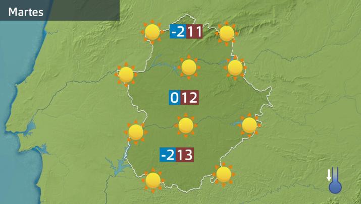 Mapa de previsión del martes 14 de enero