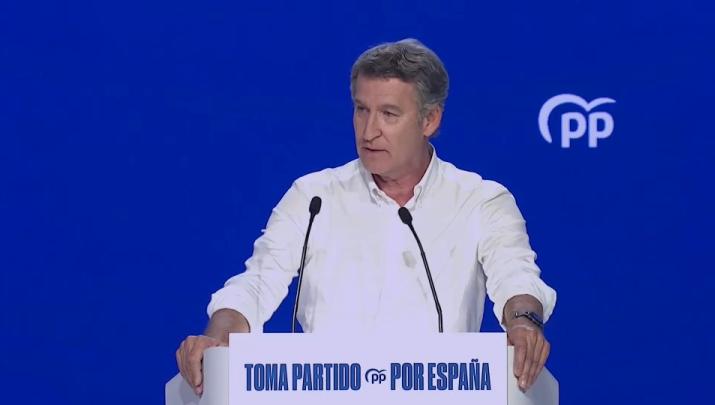 El presidente del PP, Alberto Núñez Feijóo, durante la segunda jornada del XXI Congreso Nacional del Partido Popula