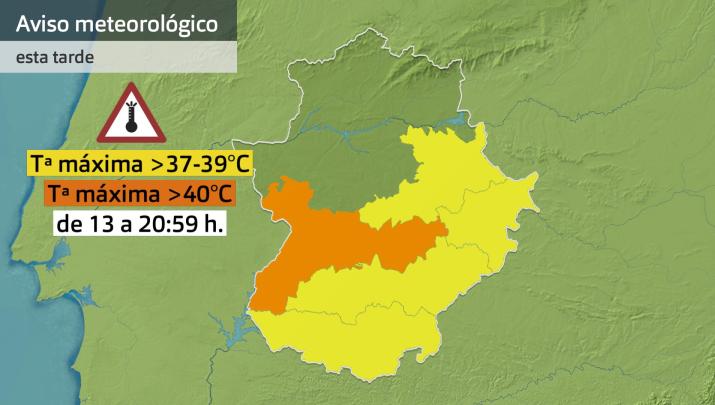 Mapa de avisos meteorológicos (Aemet) para hoy lunes 28 de julio