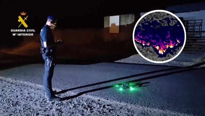 La Guardia Civil inspecciona el incendio de Jarilla con drones provistos de cámaras térmicas