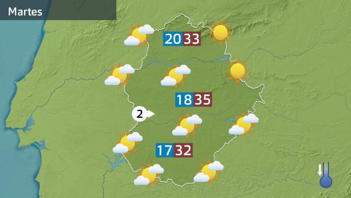 Mapa de previsión del martes 19 de agosto