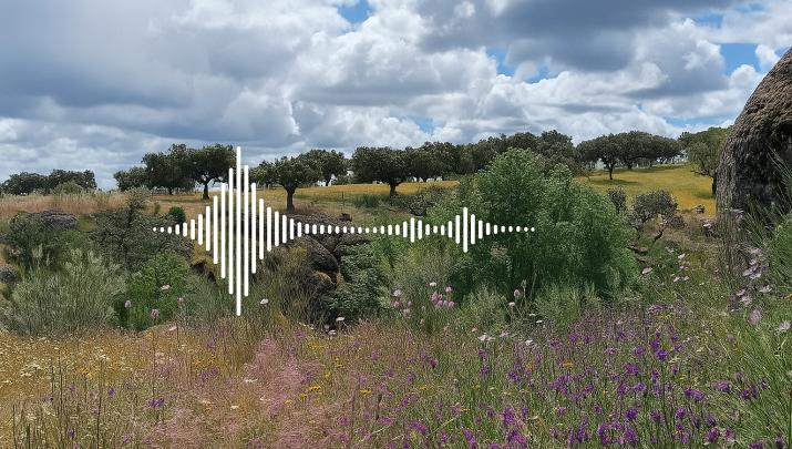Forma de onda sobre paisaje extremeño 
