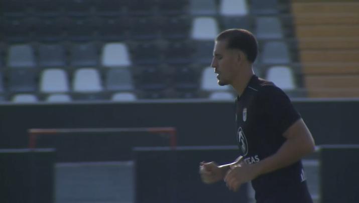 Alex Alegría durante un entrenamiento con el CD Badajoz