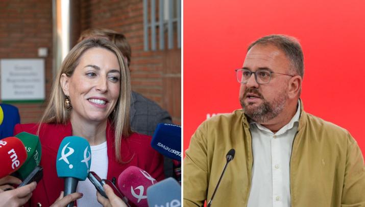 María Guardiola y Antonio Rodríguez Osuna durante actos de este lunes 3 de noviembre