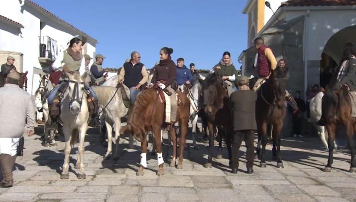 Caballos durante la Fiesta de 'La Borrasca' en Ceclavín