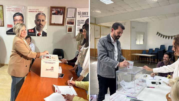 Soraya Vega y Álvaro Sánchez Cotrina votan durante las Primarias del PSOE