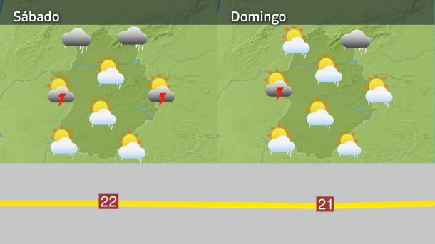 Mapa de previsión del sábado 3 y domingo 4 de mayo