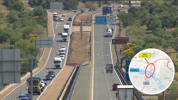 Las obras en los viaductos sobre el río Guadiana provocan el corte de los carriles izquierdos de la A-5 en Mérida