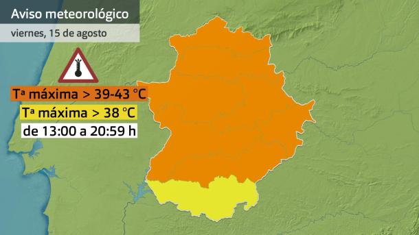 Mapa de avisos meteorológicos del 14 de agosto