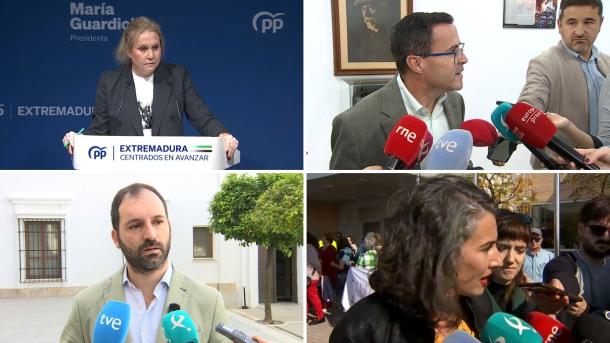 Elsa Tortonda, del PP, José María Gallardo, del PSOE, Álvaro Sánchez-Ocaña, de Vox e Irene de Miguel, de Unidas por Extremadura.