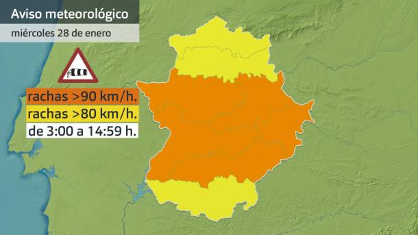 Mapa de avisos del miércoles 
