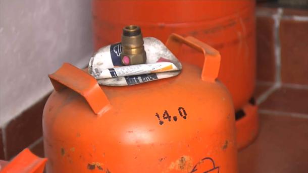 Bombonas de butano en la localidad pacense de Alange