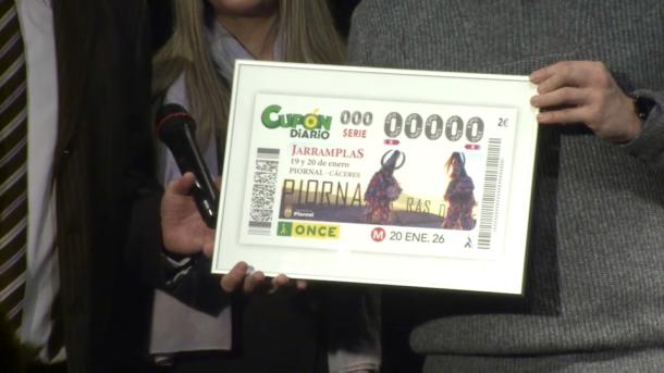 Cupón de la ONCE dedicado a Jarramplas, de Piornal