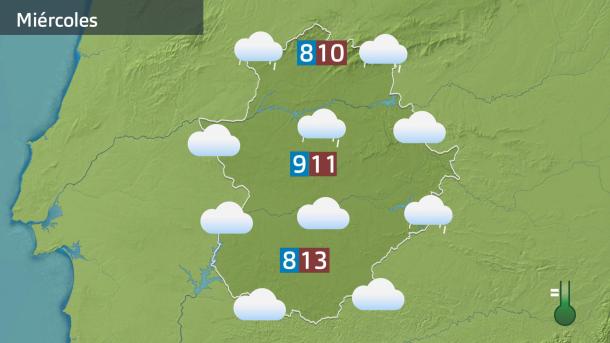 Mapa de previsión del miércoles 14 enero 