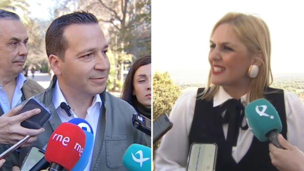 Óscar Fernández, portavoz de Vox Extremadura y Elena Manzano, portavoz en funciones de la Junta de Extremadura