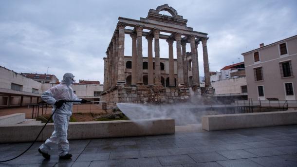 Mérida durante las labores de desinfección en el Estado de Alarma