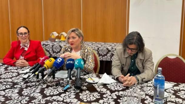 La candidata a la Secretaría General del PSOE de Extremadura Soraya Vega, en rueda de prensa este martes en Mérida