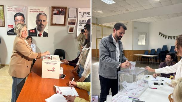 Soraya Vega y Álvaro Sánchez Cotrina votan durante las Primarias del PSOE