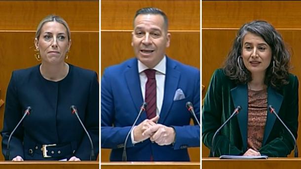 María Guardiola, Óscar Fernández e Irene de Miguel en la Asamblea, en imágenes de archivo