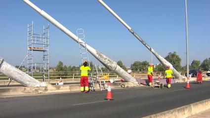 Obras de rehabilitación del Puente Real de Badajoz