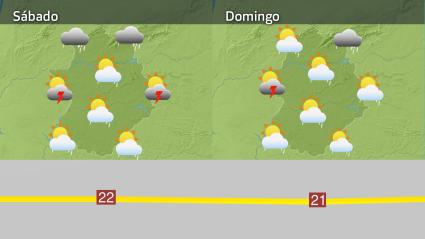 Mapa de previsión del sábado 3 y domingo 4 de mayo