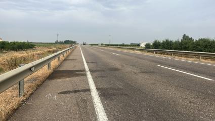Lugar del accidente en la N-430 a la altura de Rena