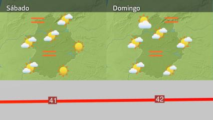Mapa de previsión del sábado 28 y domingo 29 de junio