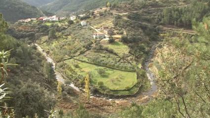 Vista aérea de Las Hurdes - Imagen de archivo.