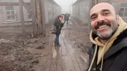 David Moreno en el escenario del rodaje